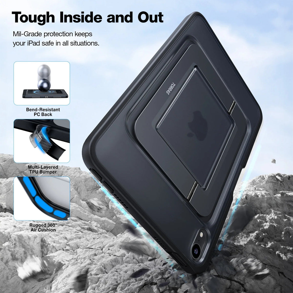 TORRAS Ostand case for iPad Mini 8.3 inch with pencil holder and stand.