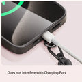TORRAS LoopGo Flex wrist lanyard attached near charging port, no interference.