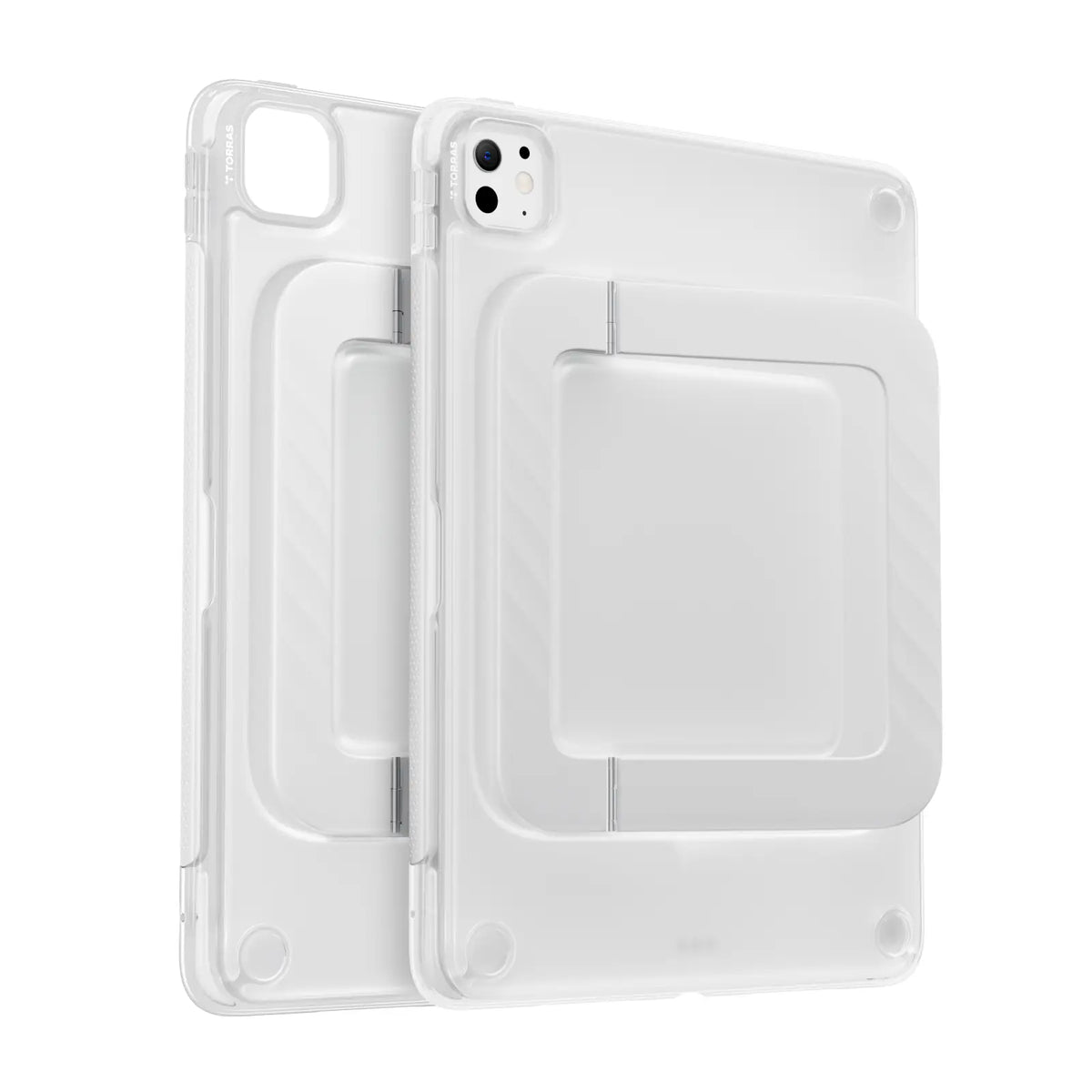 TORRAS Ostand K3 Neo clear iPad Pro 11 inch case with magnetic stand and pencil holder.