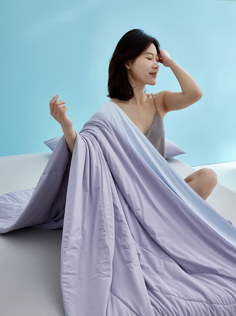 LIIESEN cooling summer quilt: fabric, quilting and bedroom styling; quilt only