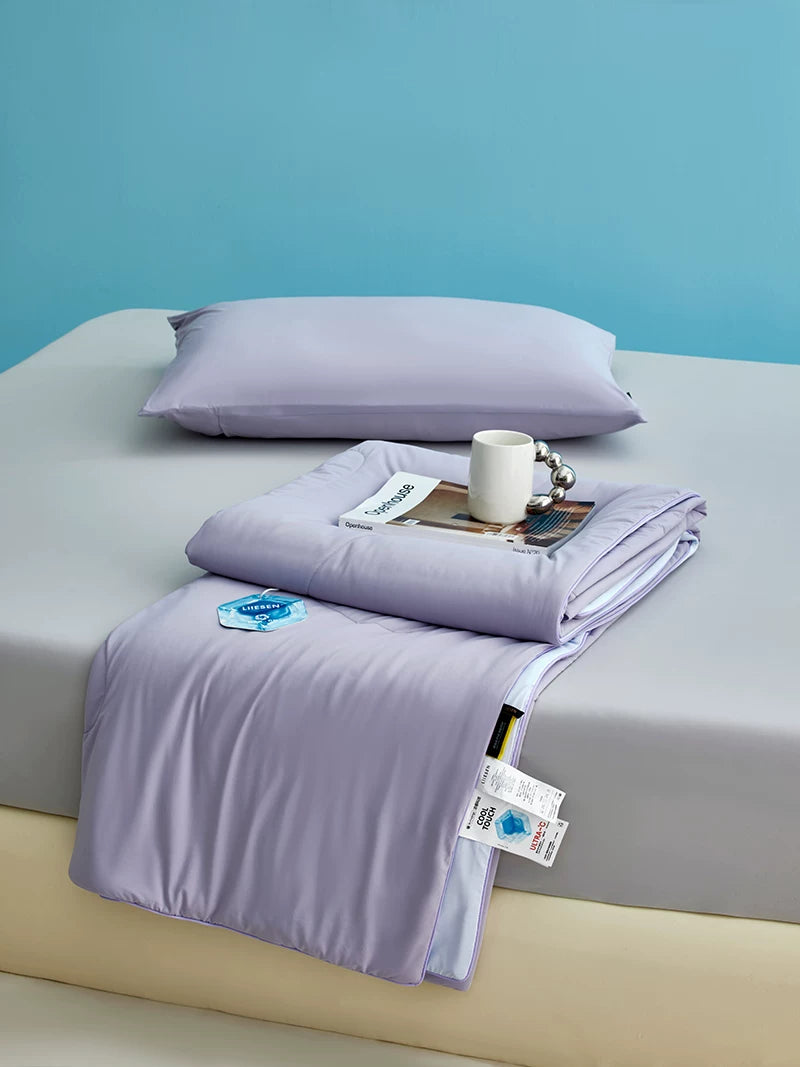 LIIESEN cooling summer quilt: fabric, quilting and bedroom styling; quilt only