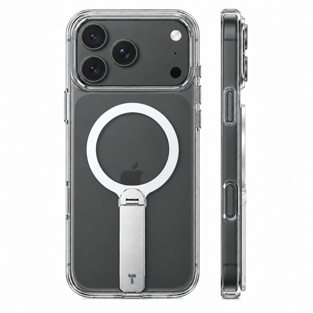 LPro clear case rear and side views, black phone preview