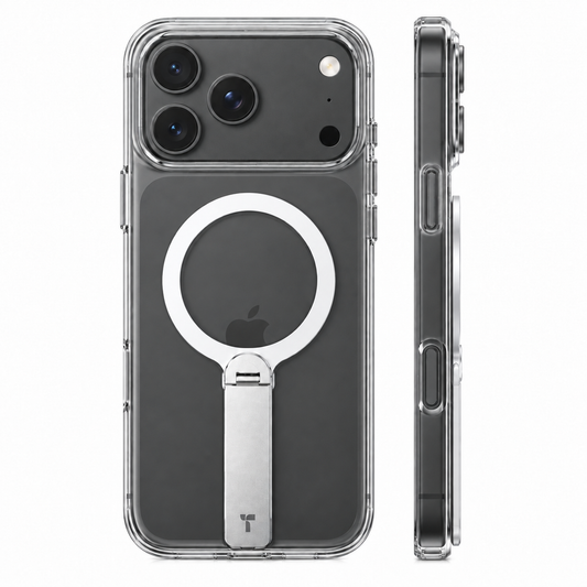 LPro clear case rear and side views, black phone preview