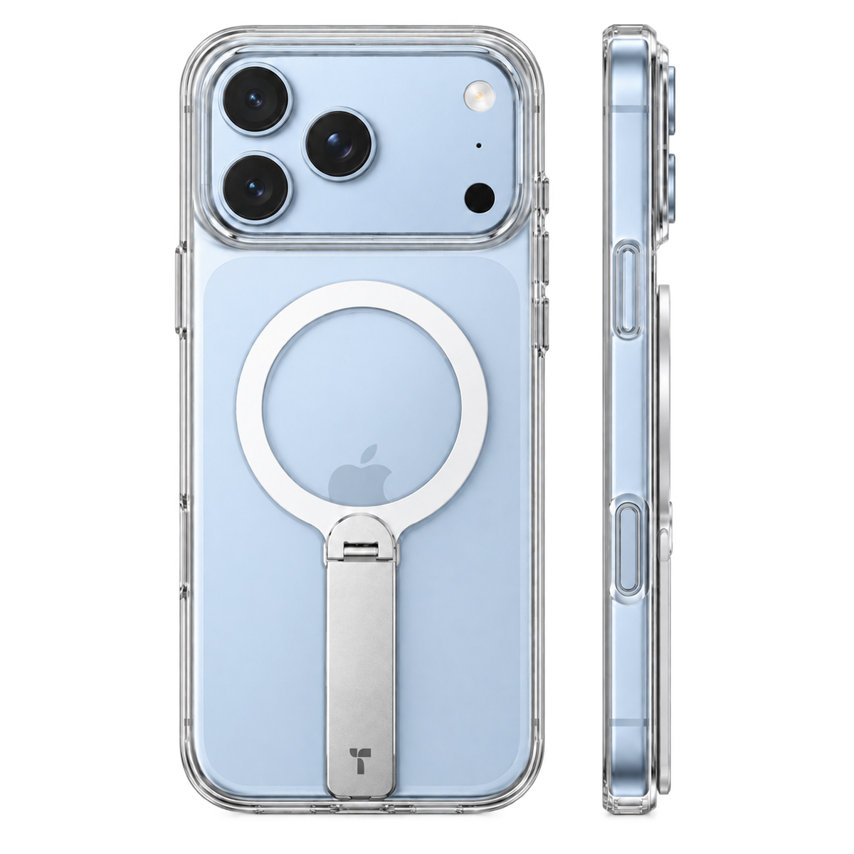 LPro clear case rear and side views, glacier blue phone preview