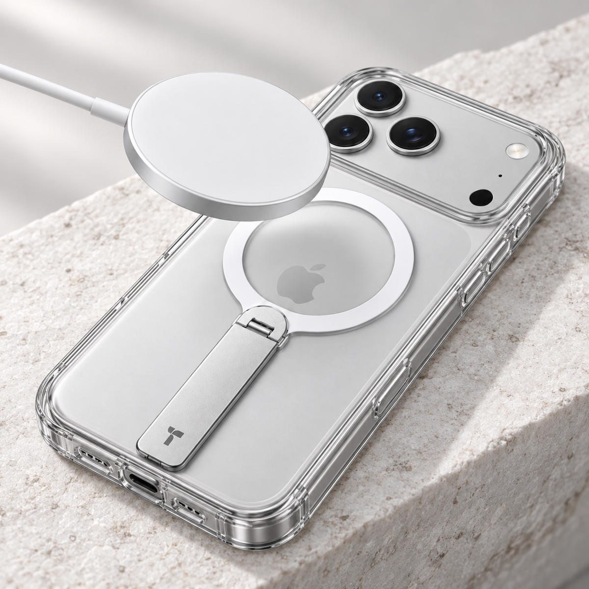 LPro clear magnetic case with compatible charging puck; charger sold separately