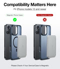 TORRAS minimalist leather wallet magnetically attaches to iPhone 12+ MagSafe case.