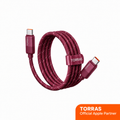 Burgundy TORRAS NeoCable 60W USB-C cable, 1-Pack, 1.2m