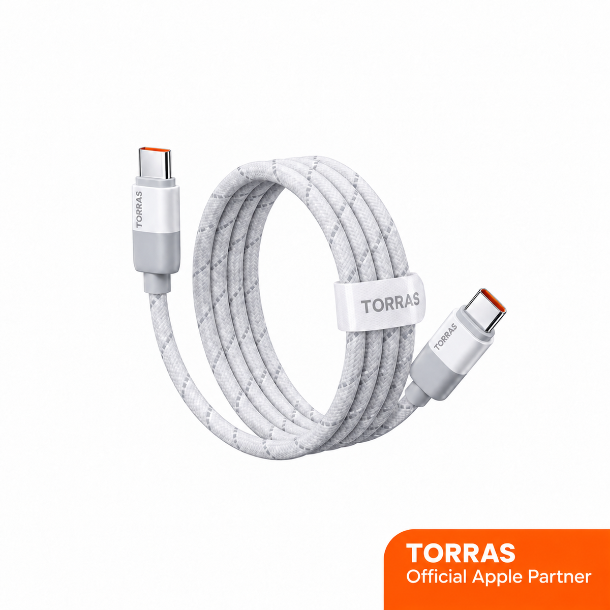 White TORRAS NeoCable 60W USB-C cable, 1-Pack, 1.2m