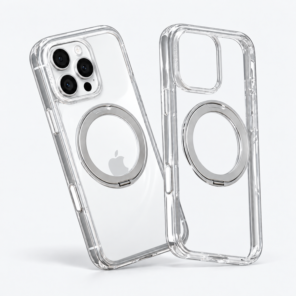 O1S Clear case for iPhone 16 Pro Max with White Titanium phone
