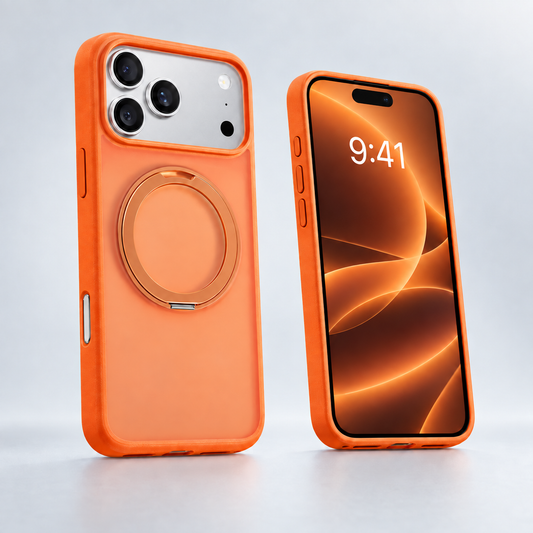 O1S orange case with silver phone