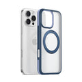 TORRAS Ostand R Fusion clear case for iPhone 16 Pro with blue magnetic ring kickstand.