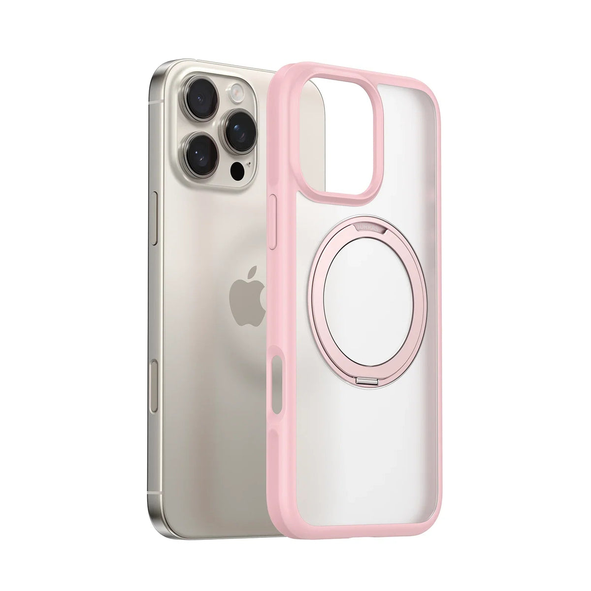 TORRAS Ostand R Fusion pink clear case with magnetic kickstand for iPhone 16 Pro