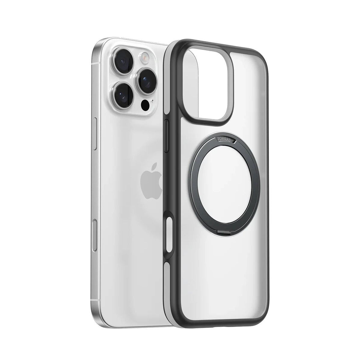 TORRAS Ostand R Fusion clear protective case with magnetic stand for iPhone 16 Pro