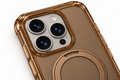Brown Ostand O3 Air iPhone 16 Pro cushioned bumper and camera detail