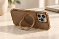 Brown Ostand O3 Air for iPhone 16 Pro with ring stand open