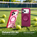 Ostand O3 Air series on a tennis court, English product information
