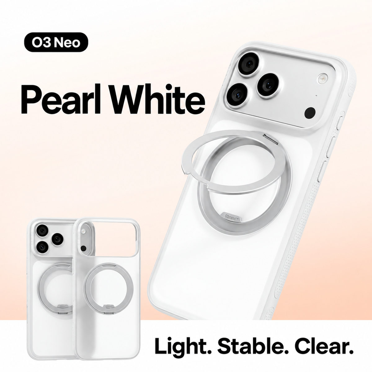 TORRAS O3 Neo Pearl White case with ring stand