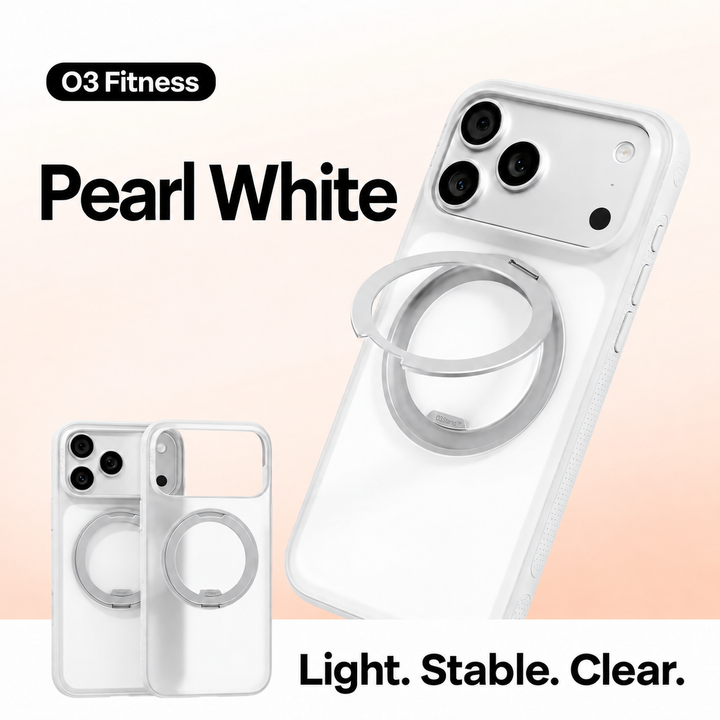 Ostand O3 Fitness Pearl White case with ring stand for iPhone 18 Pro Max
