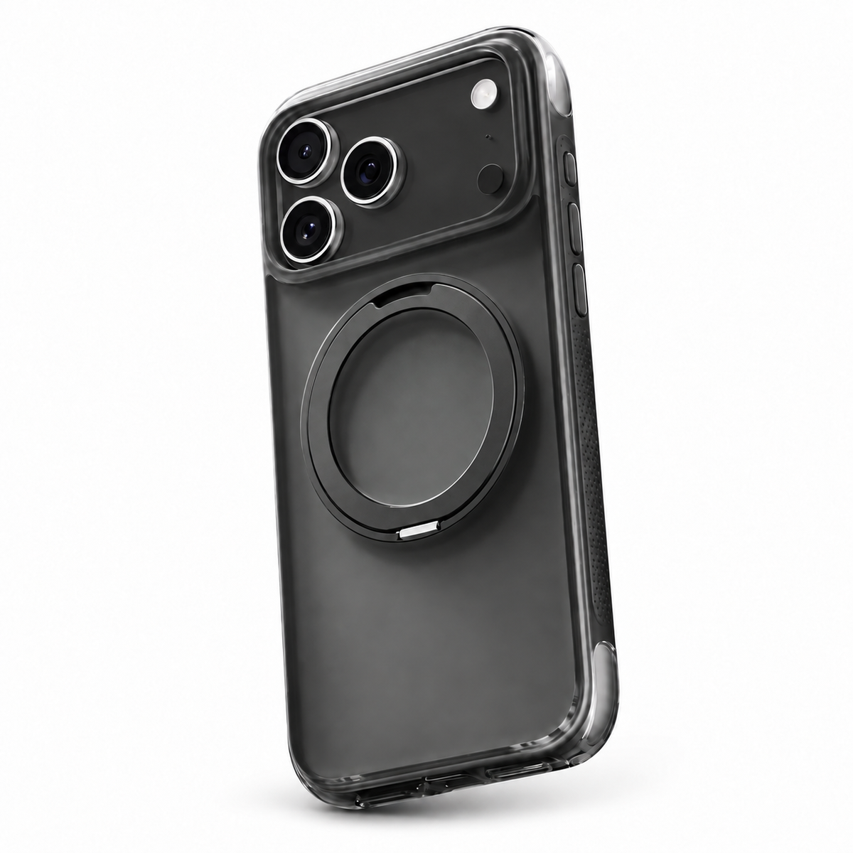 Ostand O3 Air Black case on Deep Black phone