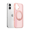 TORRAS Ostand O3 Fitness pink case for iPhone 16 with rose gold ring stand.