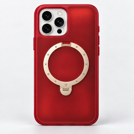 Red Blazing Steed Q3 Air case on a White Titanium iPhone 16 Pro Max