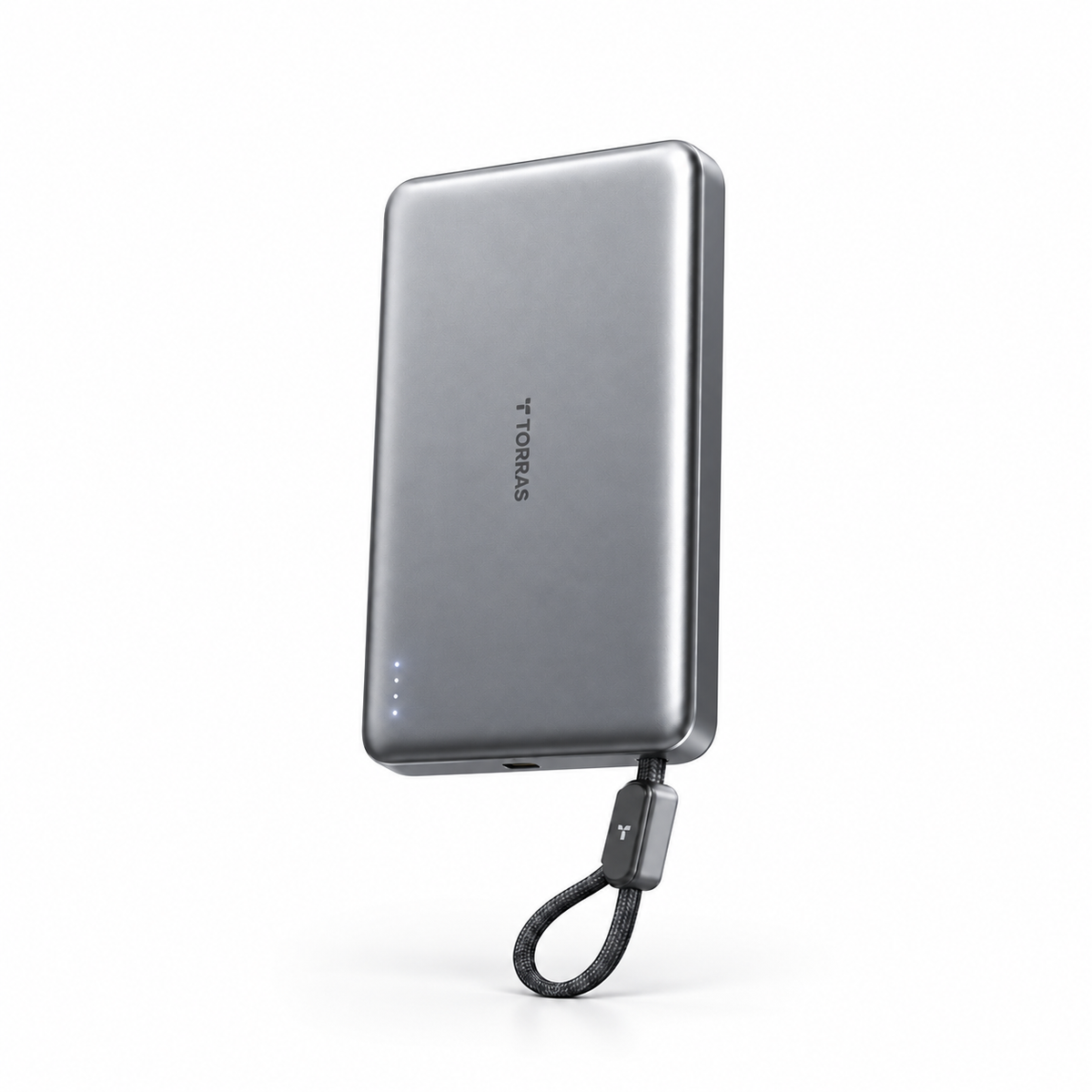 TORRAS PB20B Space Grey 10000mAh power bank with built-in USB-C cable, single product view