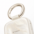 PearlGo Pro close-up of light-gold ring, woven tab and pearl feather finish