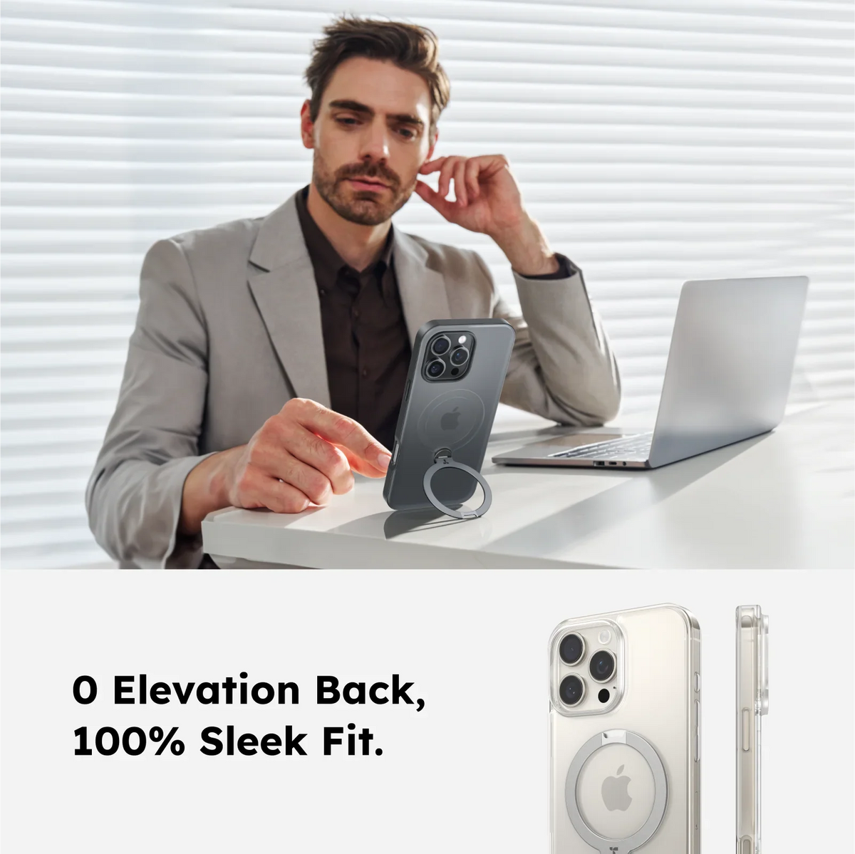 Sleek TORRAS Ostand Q3 Spin case for iPhone 16 Pro Max with magnetic ring stand.