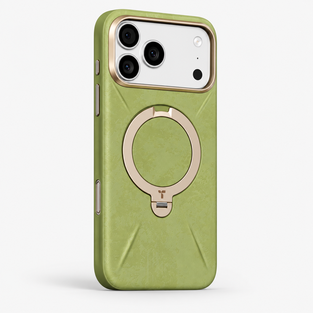 Ostand Q3 Soft Moss Green case for iPhone 17 Pro Max - Silver phone
