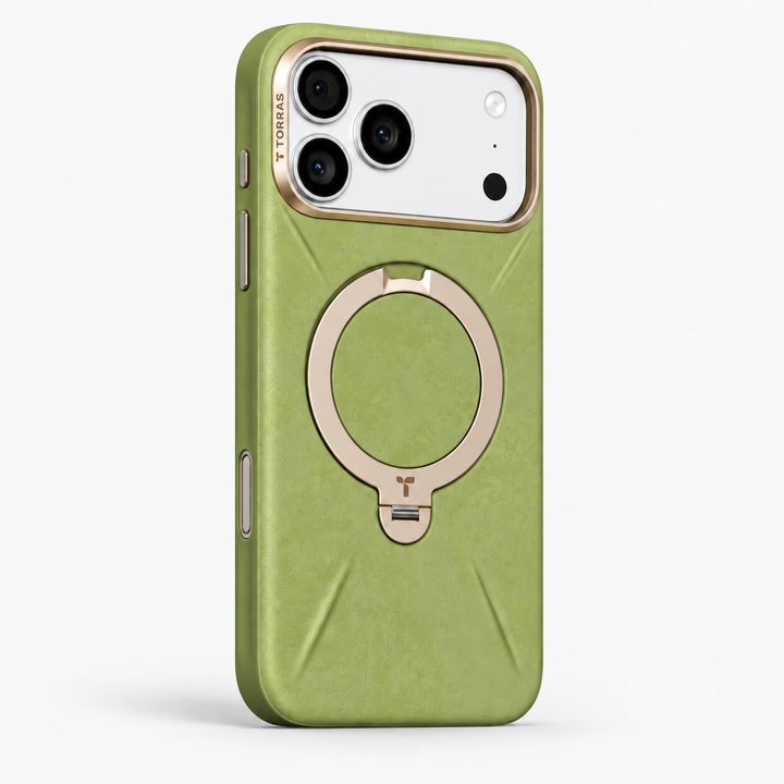 Ostand Q3 Soft Moss Green case for iPhone 17 Pro Max - Silver phone