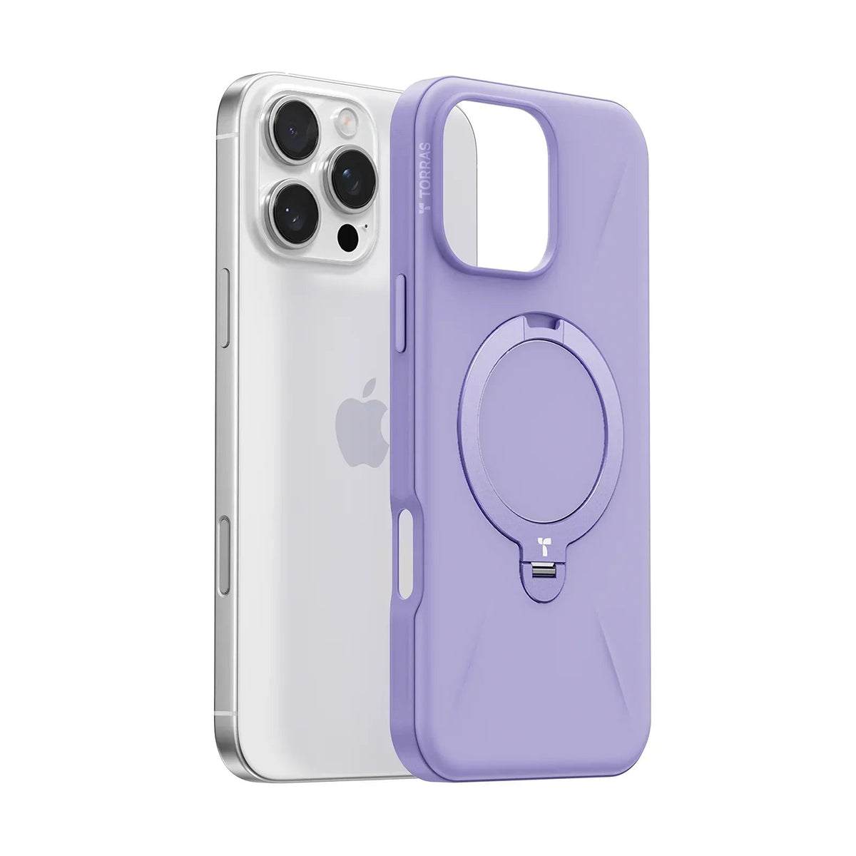 Purple TORRAS Ostand Q3 Fusion case for iPhone 16 Pro Max, featuring 360° magnetic stand.
