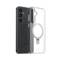 TORRAS Ostand Q1 Guardian clear case with magnetic stand for Samsung S25 Plus.