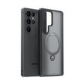 TORRAS Ostand Q3 Spin case for Samsung S25 Ultra, translucent dark grey, with MagSafe ring and kickstand.