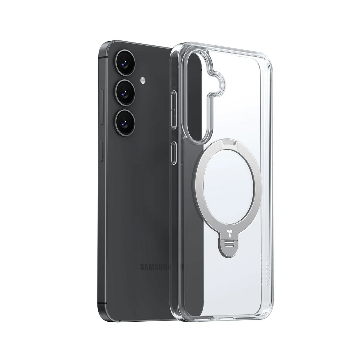 TORRAS Ostand Q3 Spin clear MagSafe case for Samsung S25 Plus with magnetic stand