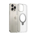 TORRAS Ostand Q3 Spin clear case for iPhone 16 Pro Max with integrated magnetic stand.