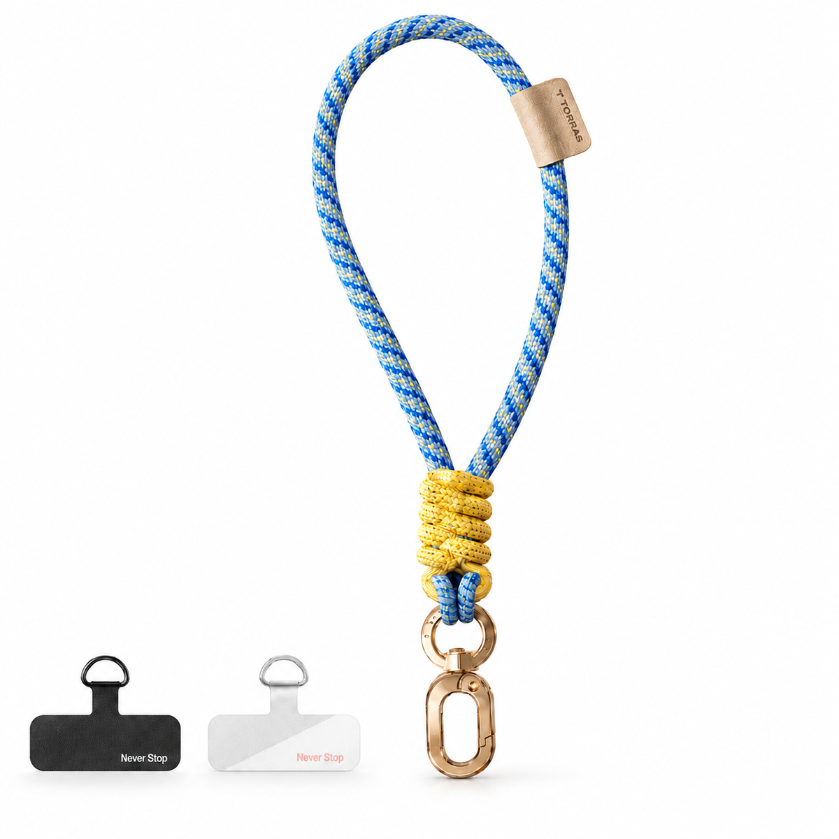 Star Travel Braided Wrist Phone Strap - blue