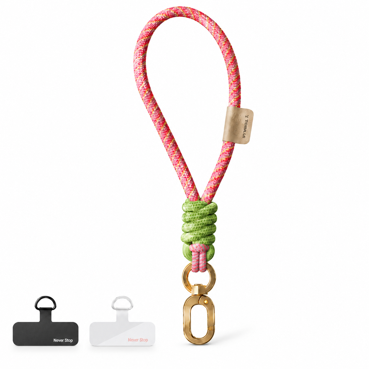 Star Travel Braided Wrist Phone Strap - pink