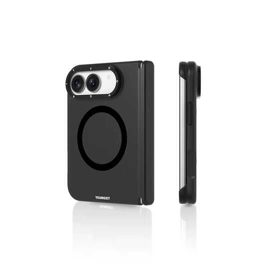 YOUNGKIT Hidden Sand Transparent Black case rear and side views