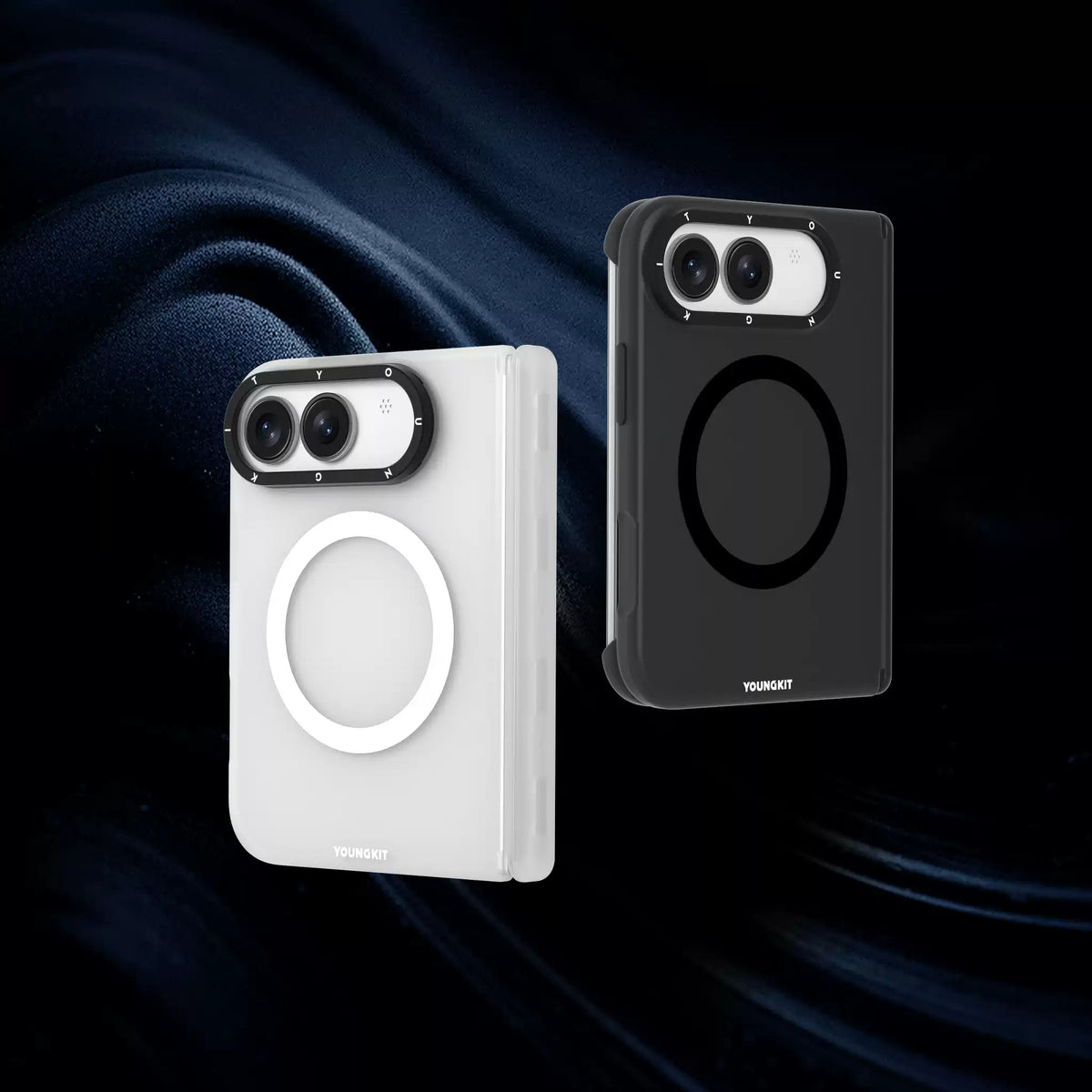 YOUNGKIT Hidden Sand cases in Transparent Black and Mist White